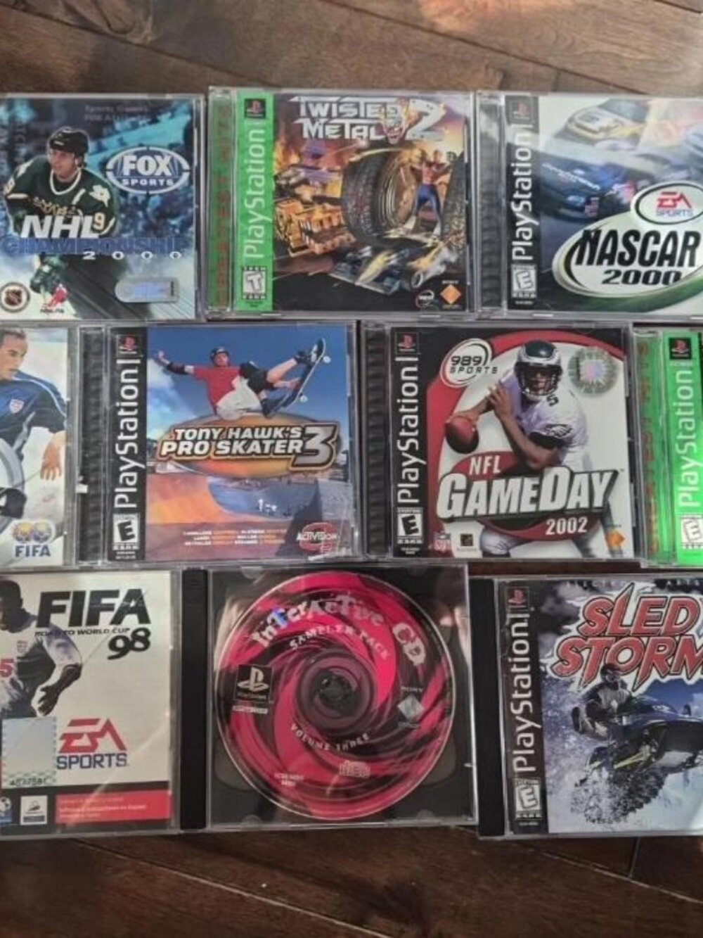 PS1 Game Lot of 10: Tony Hawk 3, Twisted Metal 2, Namco Museum, FIFA & More